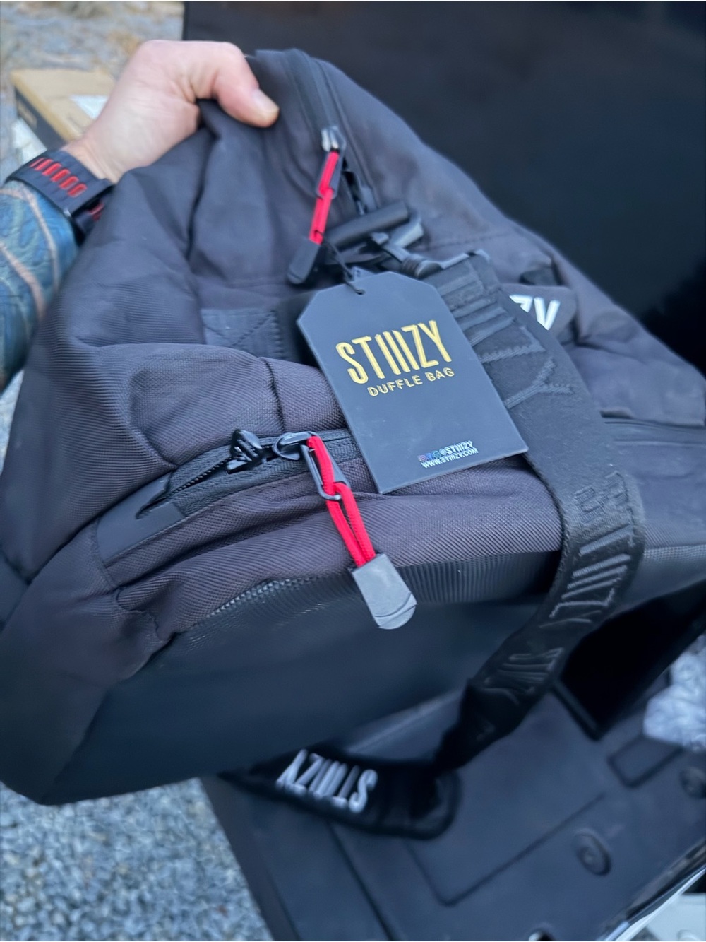 Black Duffel Bag with Red Accents - Men Duffel